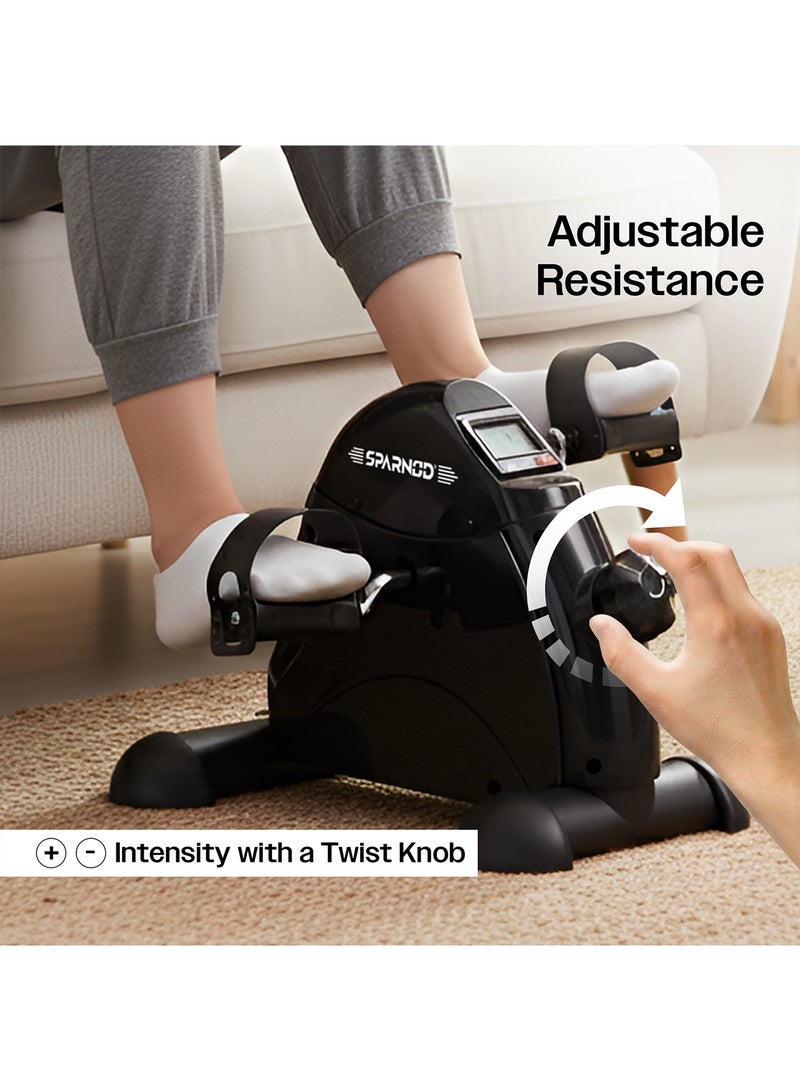 Sparnod Fitness SMB-475 Arm & Leg Mini Exercise Bike with LCD Display, Adjustable Resistance, Portable Under Desk Pedal Exerciser for Home & Office Workout, Compact Steel Frame, 120kg Capacity - Image 4